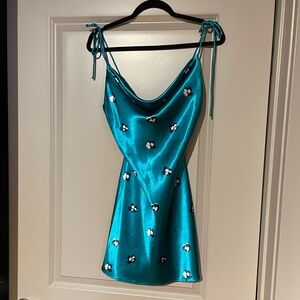 White Fox Boutique Emerald/Blue Dress XS